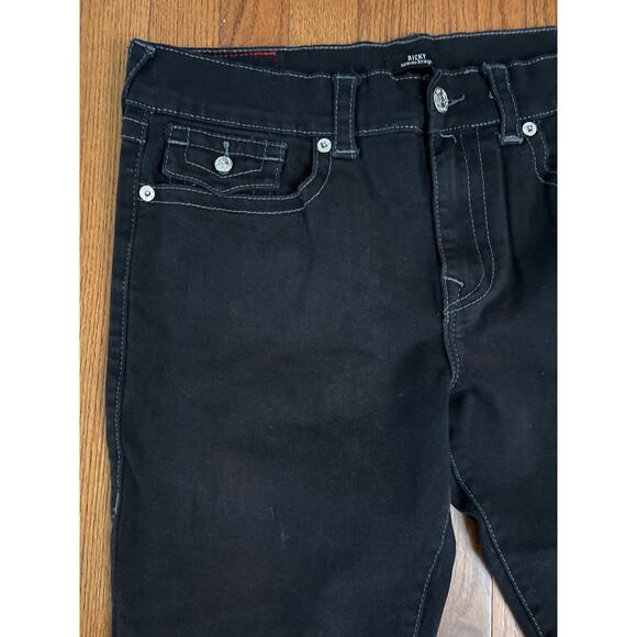 True Religion Jeans Mens 36x29 Blue Ricky Relaxed Straight Stretch Flap Pocket - Picture 2 of 7